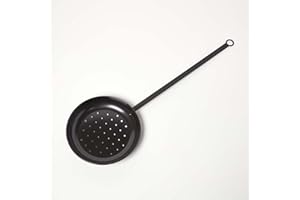 HOMESCAPES Chestnut Roasting Pan for Open Fire or BBQ Chestnut Frying Pan with Long Handle