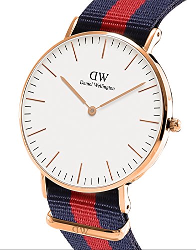Daniel Wellington Oxford Rose Men's Quartz Watch with White Dial Analogue Display and Multicolour Nylon Strap 0101DW