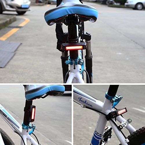 Albrillo LED Fahrradlicht Wiederaufladbar 500mAh Akku Blink-Rotlicht mit 6-Lichtmodi - 6