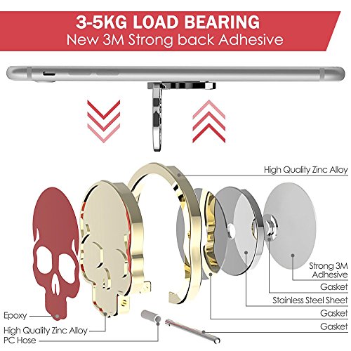 Smartphone Finger Grip Anello,IHUIXINHE 3 PCS Scheletro Design 360 Rotazione Anello Gancio per Tutti Telefoni Intelligenti, iPhone 7 6 6S Plus Galaxy S7 S7 Edge S6, Tablet GPS, adatta Supporto Magnetico Auto Universal