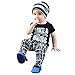 Produktbild Elecenty 2 Stück Bekleidungssets,Unisex Junge Outfit Set Säuglingsbaby SommerKleidung Set Strandkleidung Drucken Kurzarm Tops Pullover Blusen +Lange Hosen Jungenkleidung Activewear (110, Schwarz)