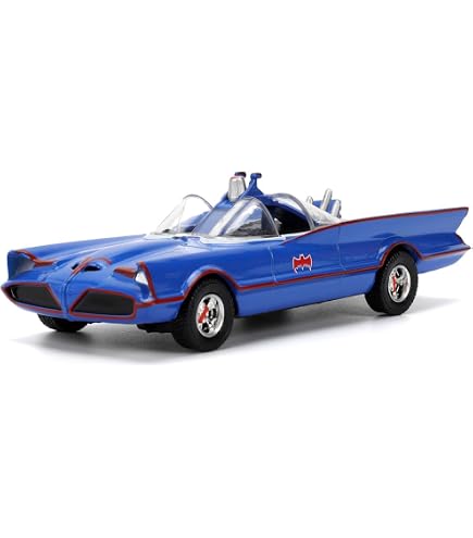NJ Croce Batmobile 1966 - Voiture Miniature Batman Échelle 1/24 - Version Classique Noir/Rouge Avec Figurines