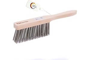 ‎BAWITEC BawiTec Profi Stahldrahthandfeger,Größe 30cm,Stahldraht-Borsten 4-reihig,Holzgriff stabil,Metallborsten,Drahthandfeger,Stahl-Besen,für Haus,Hobby,Garten,Handwerk,Industrie