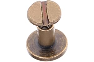 Demiawaking 20pcs Rivetti in Rame Massiccio Viti Piatta Artigianale in Pelle Rivetti Accessori DIY per Album, lLibro, Cinture, Portafoglio, Lavorazione del Cuoio (8mm, Bronzo)