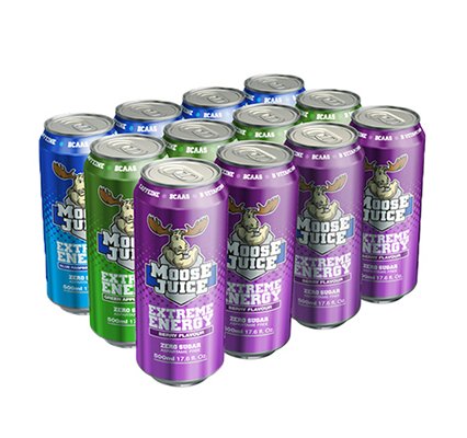 Muscle Moose Moose Juice Protein Muscle Juice - Green Apple, Blue Raspberry, Berry - Mixed Case of 12 (500ml), 1 Units