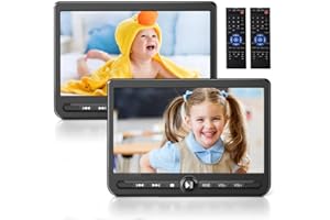 Arafuna 10,5" Doppio Lettore DVD per Auto, Ricaricabile Schermo Auto Play Uno o Due Film Diversi, Poggiatesta per Auto con Batteria 5 Ore, Supporto USB/SD, Ultima Memoria