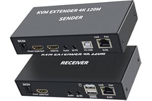 XYKJOBC KVM EXTENDER 4K 120M RECEPTOR 4K HDMI KVM Extender über Cat5e/6 Ethernet-Kabel 120M HDMI USB Extender Video Audio Sender Empfänger Unterstützung Tastatur Maus