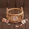 CRAFTCANE Bamboo Cane Round Posing Basket for Newborns,Sitter,Baby Photography Photoshoot Basket,Newborn Baby Photo Prop Basket,Newborn Photography Basket,Wooden Basket for Baby Photoshoot