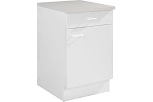 nicht zutreffend Unterschrank Küche - 50 cm breit - Weiß - 1 Tür und 1 Schublade - Küchenschrank Küchenunterschrank Einbauküchenschrank