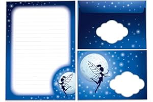 Junapack Bloc de papier à lettre avec enveloppe pour enfant Fée pour fille (bloc A5 de 25 feuilles + 15 enveloppes)