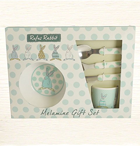Rufus The Rabbit - 6 Piece Melamine Feeding Gift Set - Boy