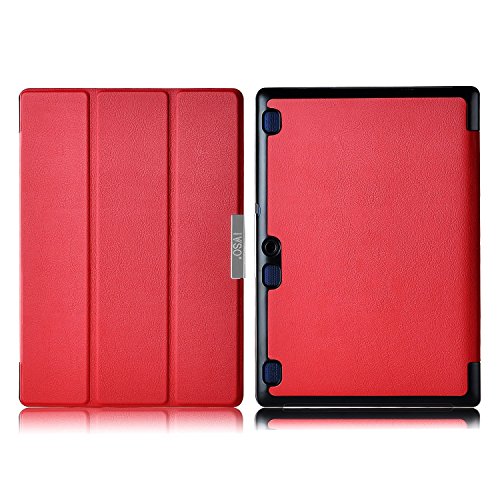 ELTD Lenovo Tab 2 A10-30 Hülle Case – Ultra Schlank Smart Cover Tasche Schutzhülle Case für Lenovo Tab 2 A10-30 mit Standfunktion, Rot - 6