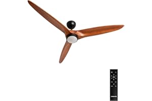CREATE / WIND CENTURY/Ventilateur de plafond avec lumière noir bois foncé avec télécommande / 40W, programmable, Ø152 cm, 6 vitesses, fonction été-hiver, lumière LED 3 températures