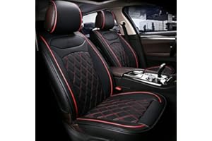 AB1 flexzon Universal Quality Deluxe Black PU Leather Front Car Seat Covers Padded Cushions