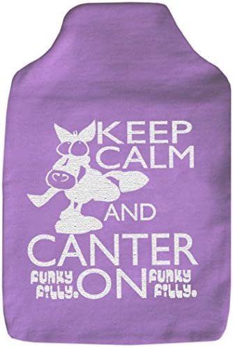 Funky Filly Pony Girls Hottie ‘Keep Calm and Canter On’ Cute Soft Cotton Hot Water Bottle COVER Purple, Size 35 cm x 24 cm