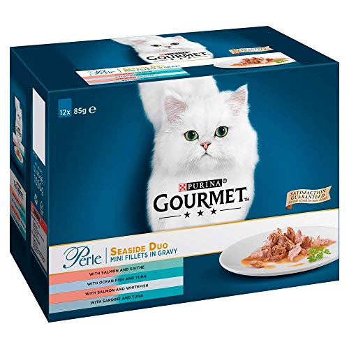 Gourmet Purina Perle Wet Cat Food - Seaside Duo - Nourriture pour chat - 48 Sachets  (Lot de 4 de 12 x 85 g)