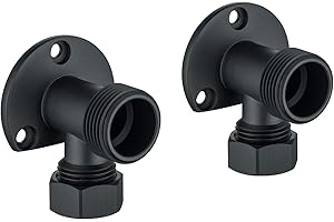 GULICA Backplate Wall Elbows, Thickened and Heavy Brass Material, Shower BAR Valve TAP External Pipe Work Wall Mount Backplate Wall Elbows Matte Black