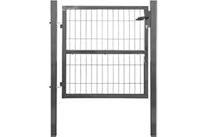 V2Aox Gartentor Tor für Gartenzaun Zaun 100 cm hoch Gartentür aus Metall für Stabmattenzaun Abschließbar inkl. Pfosten Anthrazit