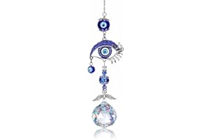 WULILONG Hanging Crystal Suncatcher Blue Evil Eye Suncatchers with Crystal Prism Balls Window Hanging Decoration Ornament Bedroom garden auspicious decoration