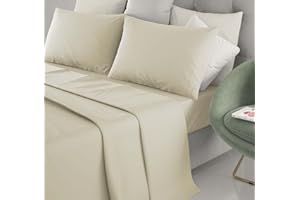 il dolce stile della tua casa set completo lenzuola matrimoniali in puro cotone tinta unita (panna)