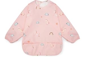 J. BØRN J.Børn Baby Feeding Bibs with Sleeves, Hand-Painted Designed, Waterproof Baby Weaning Bib, Coverall Bibs for Toddlers, Apron Bibs for Babies, Long Sleeve Baby Bib, 6 Months+