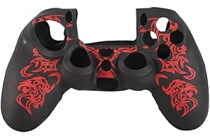 JOYZAN PS4 Controller Skin, Silicone Rubber Soft Cover Skin Case Anti Slip Grip Protector Case Wireless Gamepad Controller Cover for PS4 controller(Black and Red)