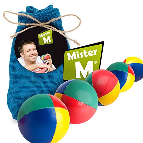 ? Bolas para Malabares Aprobación CE ? con un Video En Línea + una Bolsa - "El Set de Malabares Definitivo" por Mister M (Azul, 5 Bolas)