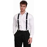 Cottonlab Erkek Pantolon Askısı, Siyah, Ayarlanabilir Metal Klipsli Suspender
