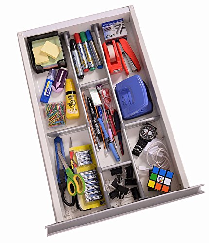 Verstellbarer Schubladen-Organizer Küche, eleganter modularer Schubladeneinsatz aus Aluminium – Set aus 9 Trennelementen (mittelgroß | für Schubladen 44,5 cm – 50 cm Länge) von Practical Comfort - 6