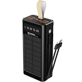 7GO GPW-09 30000mAh G&uuml;neş Enerjili Powerbank | PD 22.5W Hızlı Şarj | Dahili Type-C &amp; Lightning Kablo | LCD Dijital Ekran | 4 
