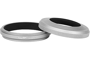Haoge LH-X51W 2in1 All Metal Ultra-Thin Lens Hood Shade with 49mm Adapter Ring Set for Fuji X100VI Fujifilm FinePix X100V Camera Silver