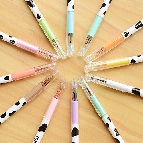 Bunte niedliche Diamant-Gel-Feder-Süßigkeit-Farben-milchige Kuh-Kugelschreiber-Satz-Schreiben Kawaii Briefpapier-Schule-Büro-Versorgungsmaterialien (12 Colors) - 2