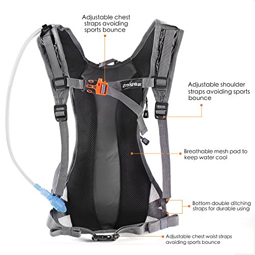 Trinkrucksack Hydrationspack mit 2L Trinkblase für Joggen, Wandern, Radfahren, Camping und Bergsteigen - 4