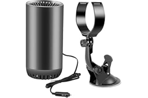 Rppiup Riscaldatore per auto Sbrinatore, 2 in 1 Stufetta Portatile per Auto 12V 150W Inserisci l'accendisigari Girevole a 180°Auto Demister