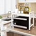 Produktbild Lagerregal HJBH Hochwertiger Küchenstuhl aus Kohlenstoffstahl Einfach SDBAIHUO Edelstahl Mikrowelle Rack Multifunktionsreiskocher Lagerregal Teleskop-Abstand 39-65 CM Qualitätssicherung (schwarz / wei