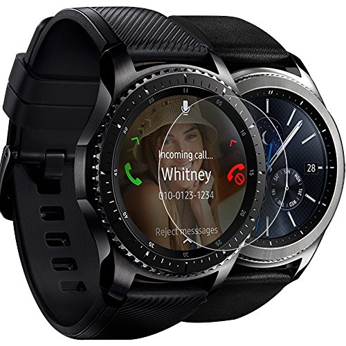 OMOTON Samsung Galaxy Watch 46 mm  Gear S3 Frontier Classic Protector de Pantalla  Cristal Templado con 2 5D Samsung Gear S3  Watch 46mm  9H  3 Unidades 
