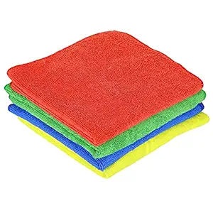 Trosskart Microfiber Cleaning Towels for Cars,Glasses,Kitchen,Laptop Screens,Stainless Steel appliances Multipurpose Duster (40 * 40) Multicolor Lint Free Cloth Pack of 4 !
