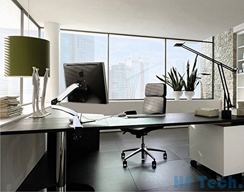 HFTEK® GM112F+D15 Monitor Standfuß Halter Tischhalterung Stand für TFT LED LCD Bildschirm Monitor 15 17 19 20 21 22 23 24 27 32 Zoll mit VESA 75 / 100 + Tablet Laptop Notebook Halterung (GM112F+D15 Weiß) - 2