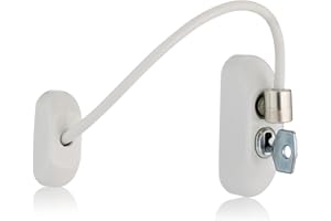 XFORT Restricteur de fenêtre verrouillable blanc avec clé, 20 cm de câble limitant l'ouverture des fenêtres à 100 mm pour éviter les blessures ou les cambriolages, verrou durable pour la sécurité. (1)