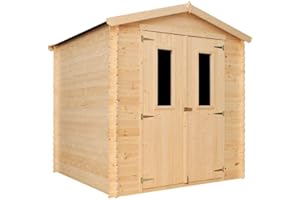 Cobertizo de Madera para jardín con Suelo TRATADO TIMBELA M343C+M343G - Almacenamiento Exterior H218 x 206 x 216 cm / 3,53 m2 - Techo Impermeable, Ventanas