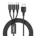 Price comparison product image Multi USB Charger Cable, TUOYA 3 in 1 Multiple Charging Cable Cord Nylon Braided with Lighting Micro USB Type C Multi Charger Connector for Apple iPhone, iPad, Android Samsung Galaxy, Huawei, Motorola, Nokia, LG, Kindle, Echo Dot, 1.2m (Black)