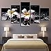 Produktbild Holzrahmen/Leinwand Wandkunst Bilder  HD Drucke Poster 5 Stücke Plumeria Rubra Blumen Steine   Gemälde Für Wohnzimmer Wohnkultur