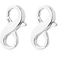 KINBOM 2 Pieces Double Opening Lobster Clasps, 925 Sterling Silver Lobster Clasp Jewelry Making Clasps Necklace Connectors for DIY Jewelry Making and Repairing (0.6inch)