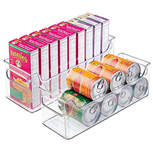 mDesign Cesta organizadora ideal para almacenar cosas para el hogar - Caja multiusos en color transparente y con asas para el transporte - Juego de 2 cajas