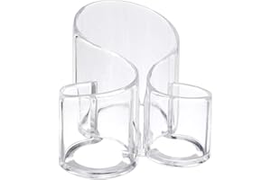 Sumnacon Organisateur de Maquillage /Cosmétique Pot de Rangement de Brosses Porte -stylo Pinceau 3 Compartiments Transparent Acrylique