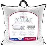 My Lovely Bed - Oreiller Modulable 60x60cm - 3 Conforts de Sommeil : Souple | Moelleux | Ferme - Garnissage Ajustable - Déhoussable