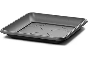 IMJ-Global Soucoupe de pot Noir Carré planteur de plantes Fleurs TERRE d'intérieur Extérieur Carré Noir en plastique