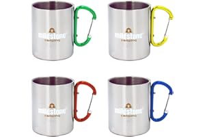 MILESTONE CAMPING Milestone 200ml Stainless Steel Carabina Carabiner Mug Tea Cup Camp Camping Hiking Travel Picnic
