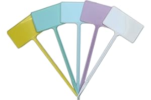 SIMPLY PRODUCTS 25Pcs Thick White or Mix Colour Plant Markers Plastic Plant Tags Labels T-Shape Garden/Plant Pots Labels Waterproof (Mix Colors)