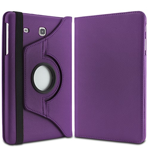 Infiland Samsung Galaxy Tab E 9.6 Hülle Case – PU Ledertasche lederhülle 360° Drehbarer Stand Cover Case Schutzhülle Tasche Etui für Samsung Galaxy Tab E T560N / T561N 24,3 cm (9,6 Zoll) Tablet-PC(Lila) - 2